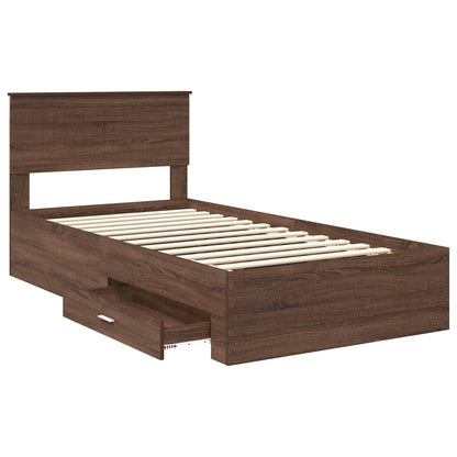 vidaXL Bettrahmen Braune Eiche und Silber 100 x 200 cm Holzwerkstoff