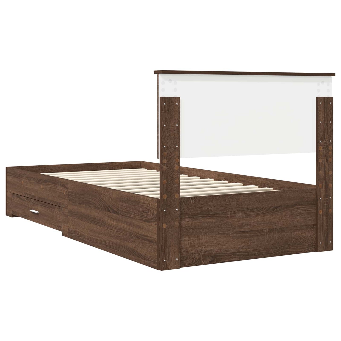 vidaXL Bettrahmen Braune Eiche und Silber 100 x 200 cm Holzwerkstoff