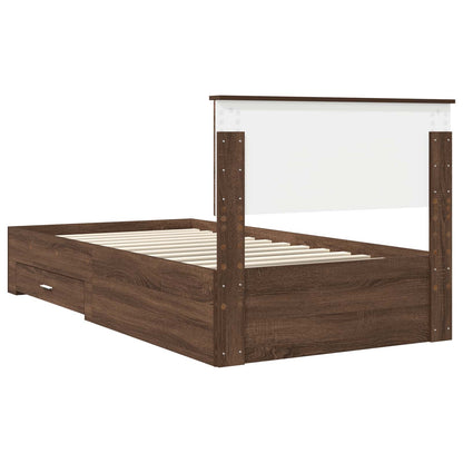 vidaXL Bettrahmen Braune Eiche und Silber 100 x 200 cm Holzwerkstoff