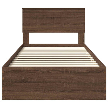 vidaXL Bettrahmen Braune Eiche und Silber 100 x 200 cm Holzwerkstoff