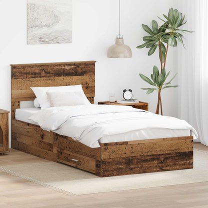 vidaXL Bettrahmen mit Kopfteil Altholz 100 x 200 cm Holzwerkstoff