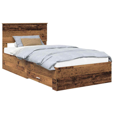 vidaXL Bettrahmen mit Kopfteil Altholz 100 x 200 cm Holzwerkstoff