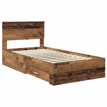 vidaXL Bettrahmen mit Kopfteil Altholz 100 x 200 cm Holzwerkstoff