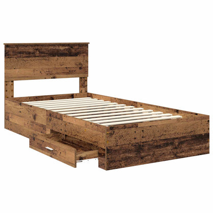 vidaXL Bettrahmen mit Kopfteil Altholz 100 x 200 cm Holzwerkstoff