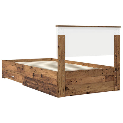 vidaXL Bettrahmen mit Kopfteil Altholz 100 x 200 cm Holzwerkstoff