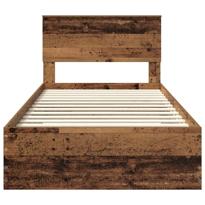 vidaXL Bettrahmen mit Kopfteil Altholz 100 x 200 cm Holzwerkstoff