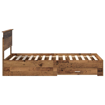 vidaXL Bettrahmen mit Kopfteil Altholz 100 x 200 cm Holzwerkstoff