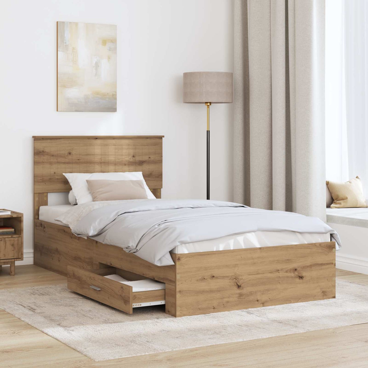 vidaXL Bettrahmen Artisan-Eiche 100 x 200 cm Holzwerkstoff
