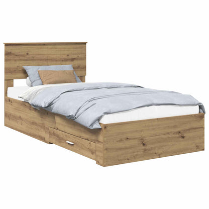 vidaXL Bettrahmen Artisan-Eiche 100 x 200 cm Holzwerkstoff