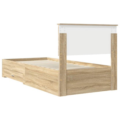 vidaXL Bettrahmen mit Kopfteil Sonoma-Eiche 90 x 200 cm Holzwerkstoff