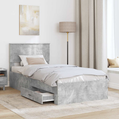 vidaXL Cadre de lit avec tête de lit Gris Béton 90 x 200 cm Bois d'ingénierie