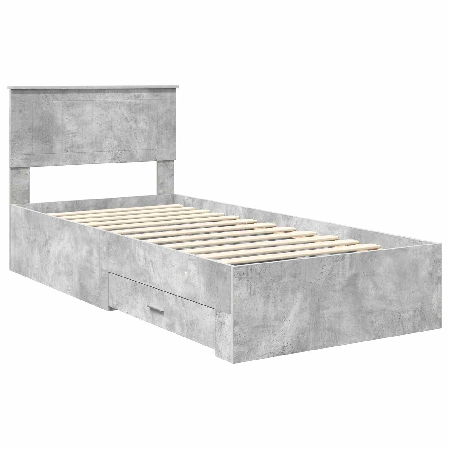 vidaXL Cadre de lit avec tête de lit Gris Béton 90 x 200 cm Bois d'ingénierie