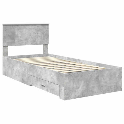 vidaXL Cadre de lit avec tête de lit Gris Béton 90 x 200 cm Bois d'ingénierie