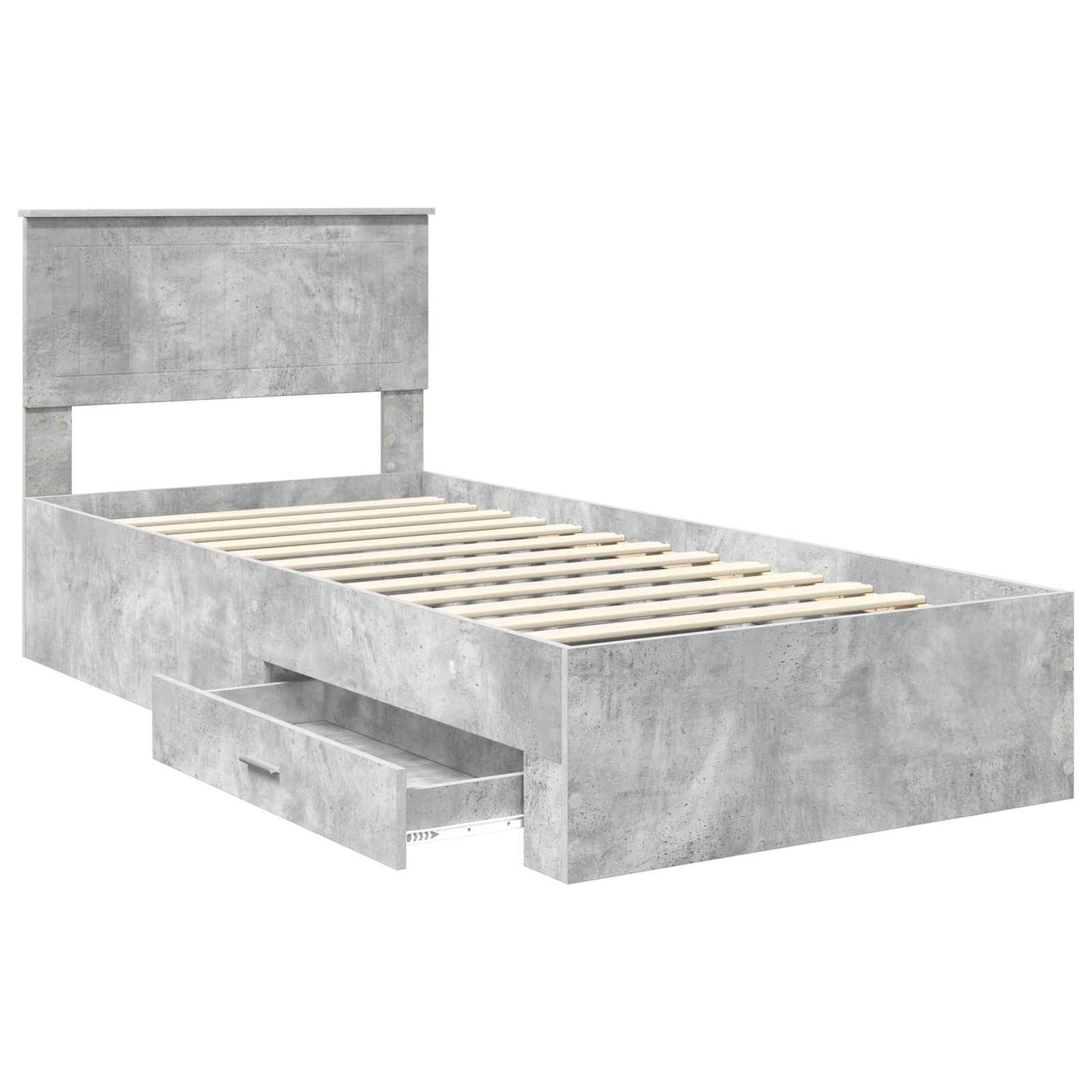 vidaXL Cadre de lit avec tête de lit Gris Béton 90 x 200 cm Bois d'ingénierie