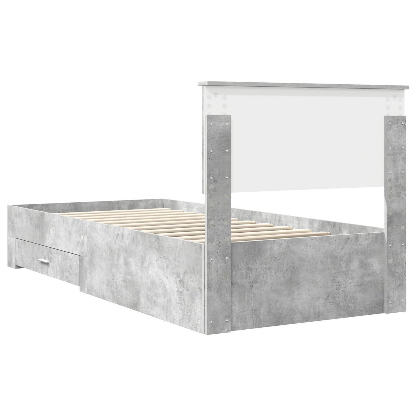 vidaXL Cadre de lit avec tête de lit Gris Béton 90 x 200 cm Bois d'ingénierie