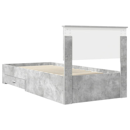 vidaXL Cadre de lit avec tête de lit Gris Béton 90 x 200 cm Bois d'ingénierie