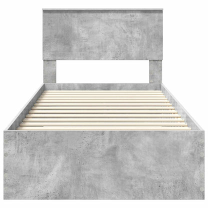 vidaXL Cadre de lit avec tête de lit Gris Béton 90 x 200 cm Bois d'ingénierie