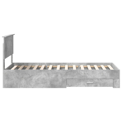vidaXL Cadre de lit avec tête de lit Gris Béton 90 x 200 cm Bois d'ingénierie