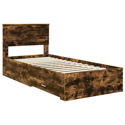vidaXL Cadre de lit Chêne fumé 90 x 200 cm Bois d'ingénierie