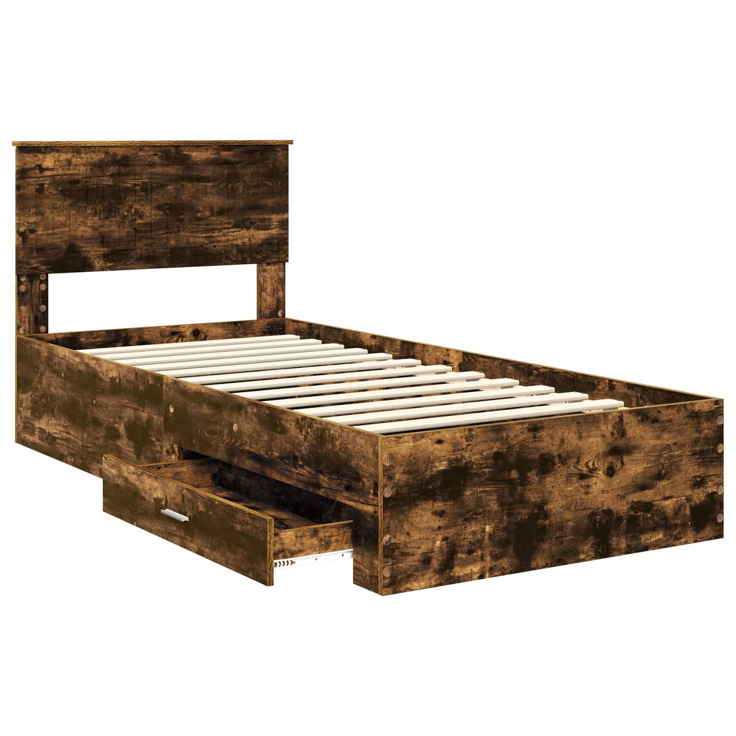 vidaXL Cadre de lit Chêne fumé 90 x 200 cm Bois d'ingénierie