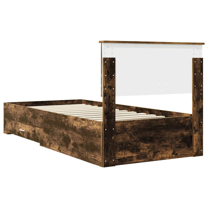 vidaXL Cadre de lit Chêne fumé 90 x 200 cm Bois d'ingénierie