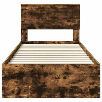 vidaXL Cadre de lit Chêne fumé 90 x 200 cm Bois d'ingénierie