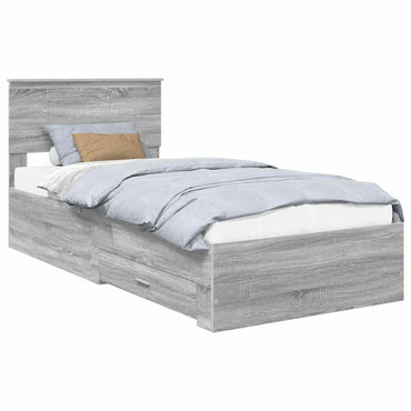 vidaXL Cadre de lit avec tête de lit Gris Sonoma 90 x 200 cm Bois d'ingénierie