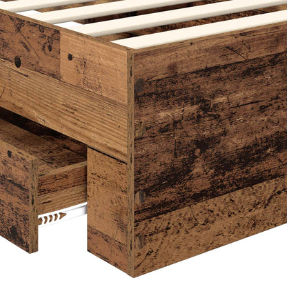 Cadre de lit avec tête de lit vidaXL bois de récupération 90 x 200 cm bois d'ingénierie