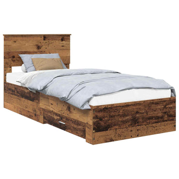 Cadre de lit avec tête de lit vidaXL bois de récupération 90 x 200 cm bois d'ingénierie