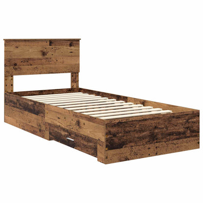 Cadre de lit avec tête de lit vidaXL bois de récupération 90 x 200 cm bois d'ingénierie