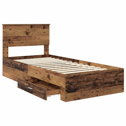 Cadre de lit avec tête de lit vidaXL bois de récupération 90 x 200 cm bois d'ingénierie