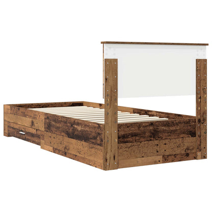 Cadre de lit avec tête de lit vidaXL bois de récupération 90 x 200 cm bois d'ingénierie