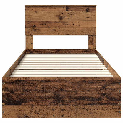 Cadre de lit avec tête de lit vidaXL bois de récupération 90 x 200 cm bois d'ingénierie
