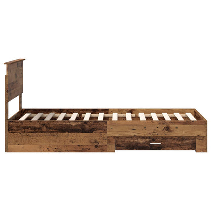 Cadre de lit avec tête de lit vidaXL bois de récupération 90 x 200 cm bois d'ingénierie