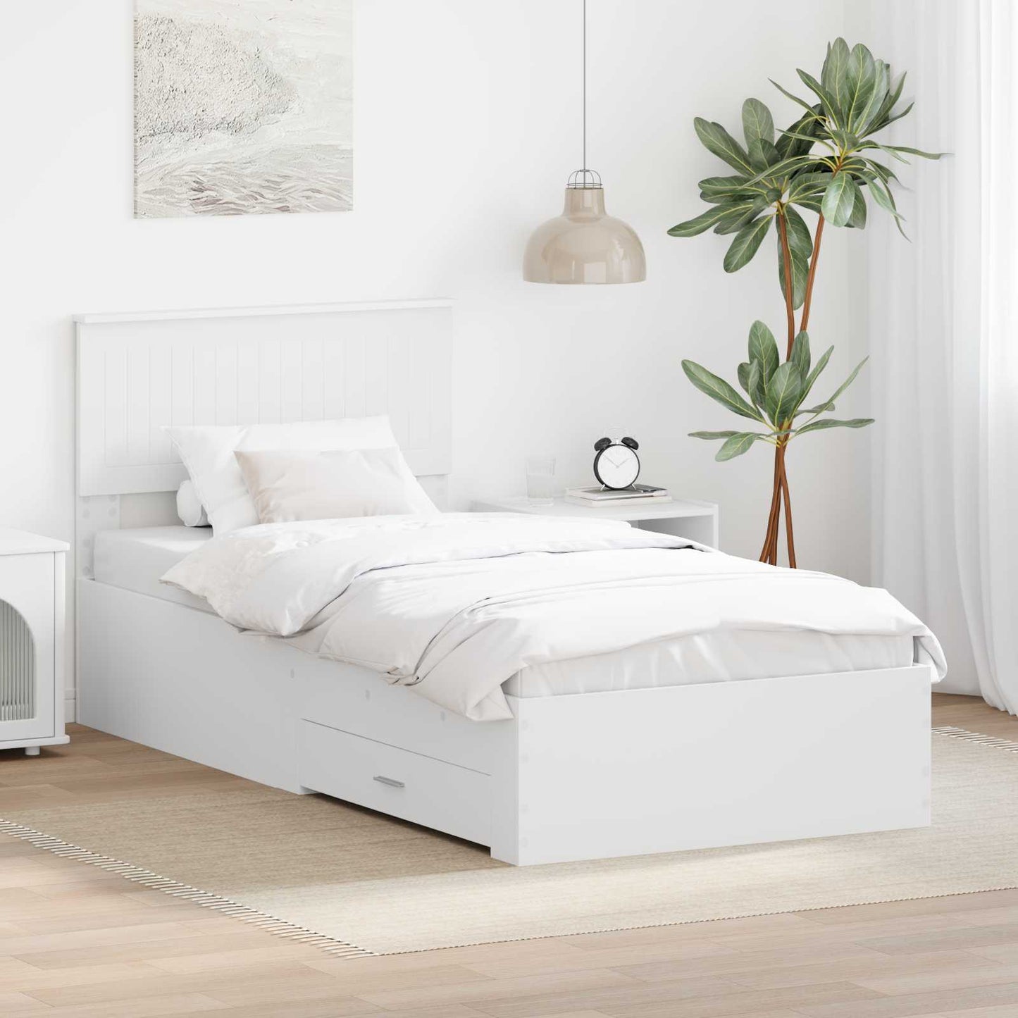 vidaXL Cadre de lit avec tête de lit Blanc 90 x 190 cm Aggloméré