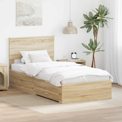 vidaXL Cadre de lit avec tête de lit chêne Sonoma 90 x 190 cm Bois d'ingénierie