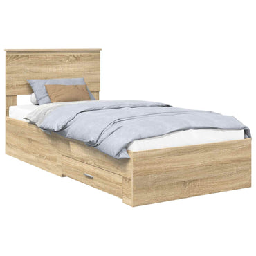 vidaXL Cadre de lit avec tête de lit chêne Sonoma 90 x 190 cm Bois d'ingénierie
