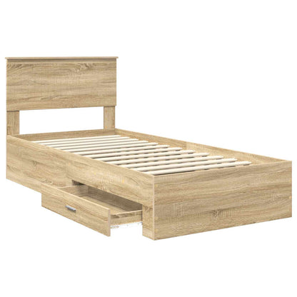 vidaXL Cadre de lit avec tête de lit chêne Sonoma 90 x 190 cm Bois d'ingénierie