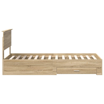vidaXL Cadre de lit avec tête de lit chêne Sonoma 90 x 190 cm Bois d'ingénierie