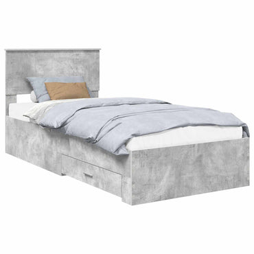 vidaXL Cadre de lit avec tête de lit Gris béton 90 x 190 cm Bois d'ingénierie