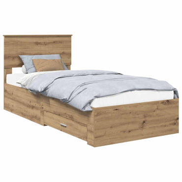vidaXL Cadre de lit avec tête de lit chêne artisanal 90 x 190 cm Aggloméré