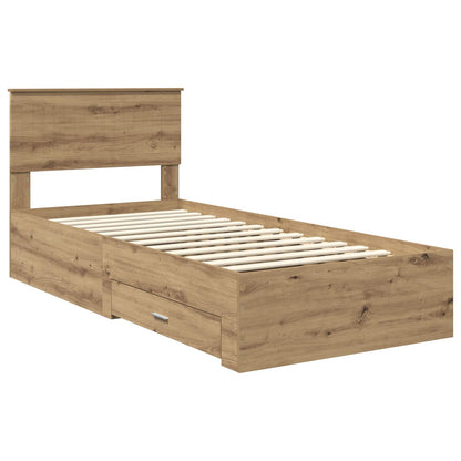 vidaXL Cadre de lit avec tête de lit chêne artisanal 90 x 190 cm Aggloméré