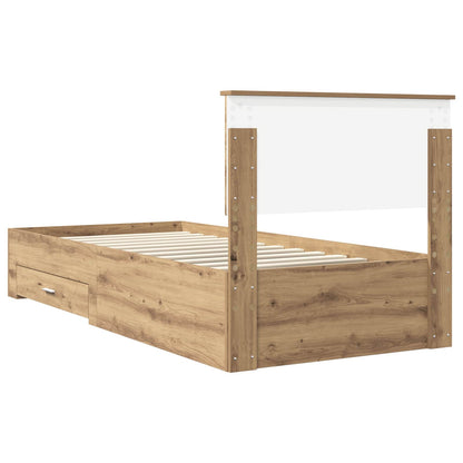 vidaXL Cadre de lit avec tête de lit chêne artisanal 90 x 190 cm Aggloméré