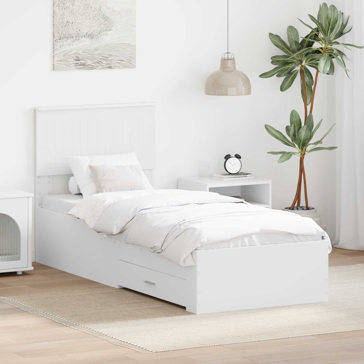 vidaXL Cadre de lit blanc et argent 75 x 190 cm en bois d'ingénierie