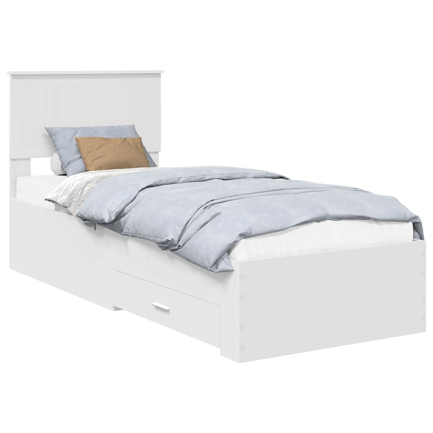 vidaXL Cadre de lit blanc et argent 75 x 190 cm en bois d'ingénierie