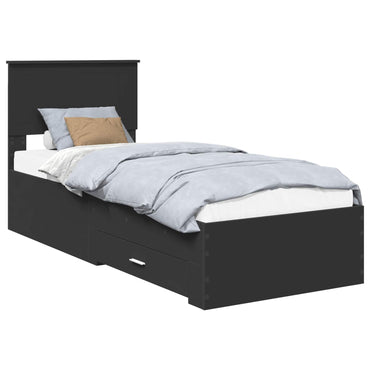 vidaXL Cadre de lit noir et argent 75 x 190 cm en bois d'ingénierie