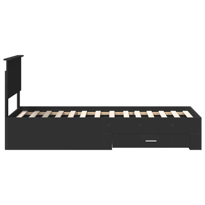 Bettrahmen Schwarz und Silber 75 x 190 cm Holzwerkstoff