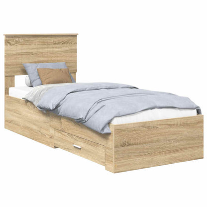 Bettrahmen Sonoma Eiche und Silber 75 x 190 cm Holzwerkstoff