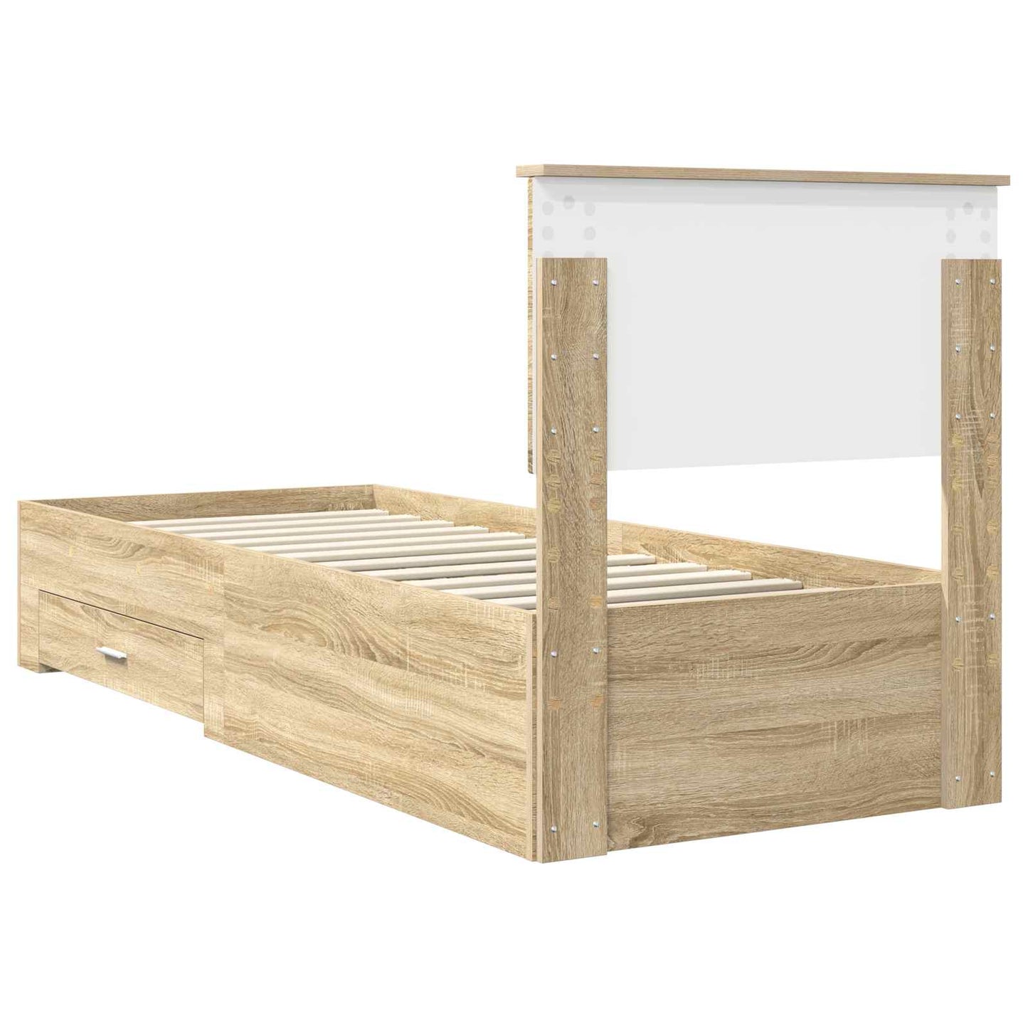 Bettrahmen Sonoma Eiche und Silber 75 x 190 cm Holzwerkstoff