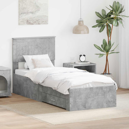 vidaXL Bettrahmen Beton Grau und Silber 70 x 190 cm Holzwerkstoff